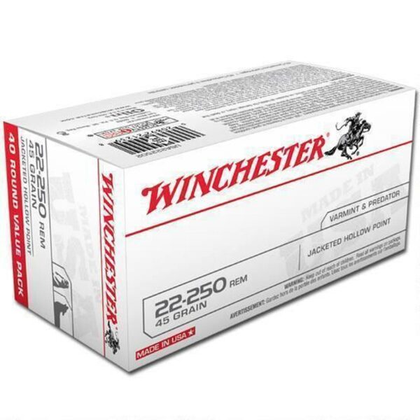 Winchester USA .22-250 Rem 45 Grain JHP 40 Round Box
